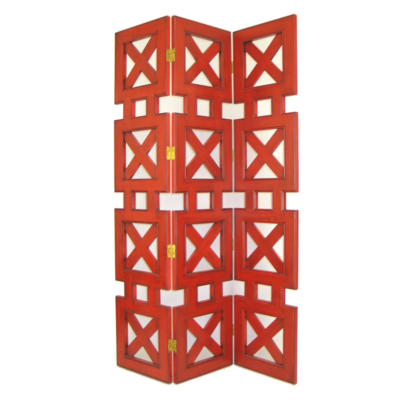Cloison 3 panneaux pliables Audrinah, Rouge