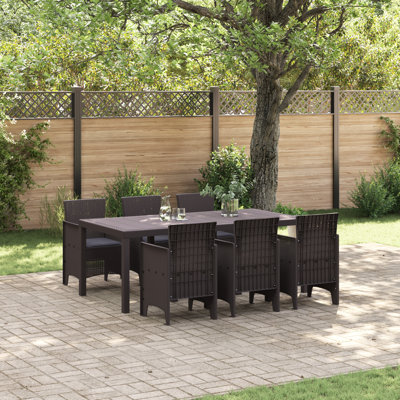 vidaXL Garden Dining Set 7 pcs Brown Polypropylene