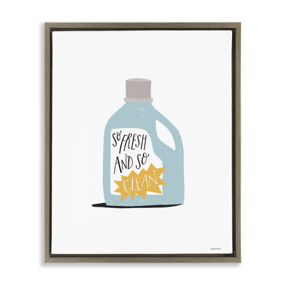 So Fresh & Clean Laundry Brown Framed Floater Canvas Wall Art by Rachel Nieman