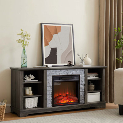 Modern Unfinished TV Stand with Fireplace Included