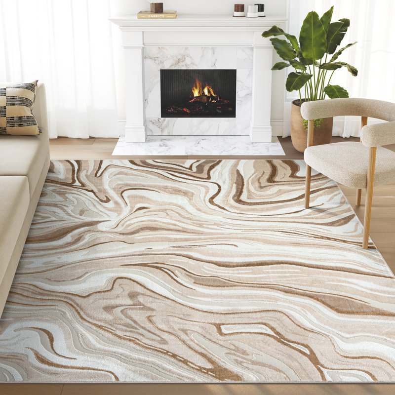 Tapis brun à lignes entrelacées Abani Rugs Lovonza REG260B, Rectangle 6 pi x 9 pi