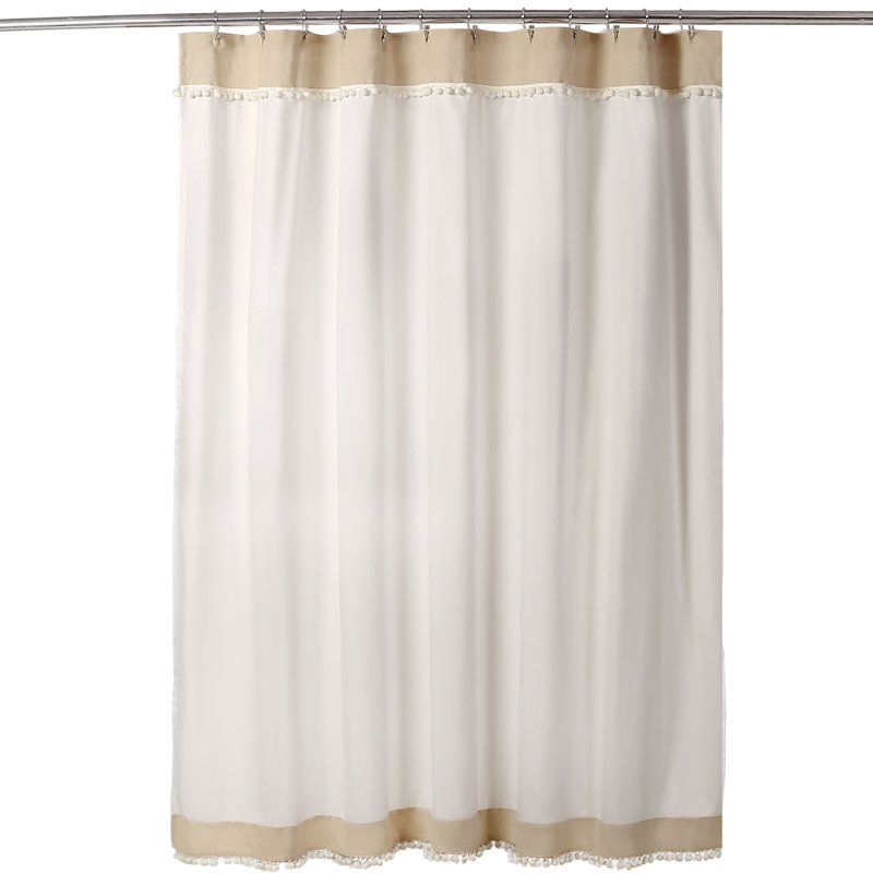 Rideau de douche simple Adelyn Pom Pom