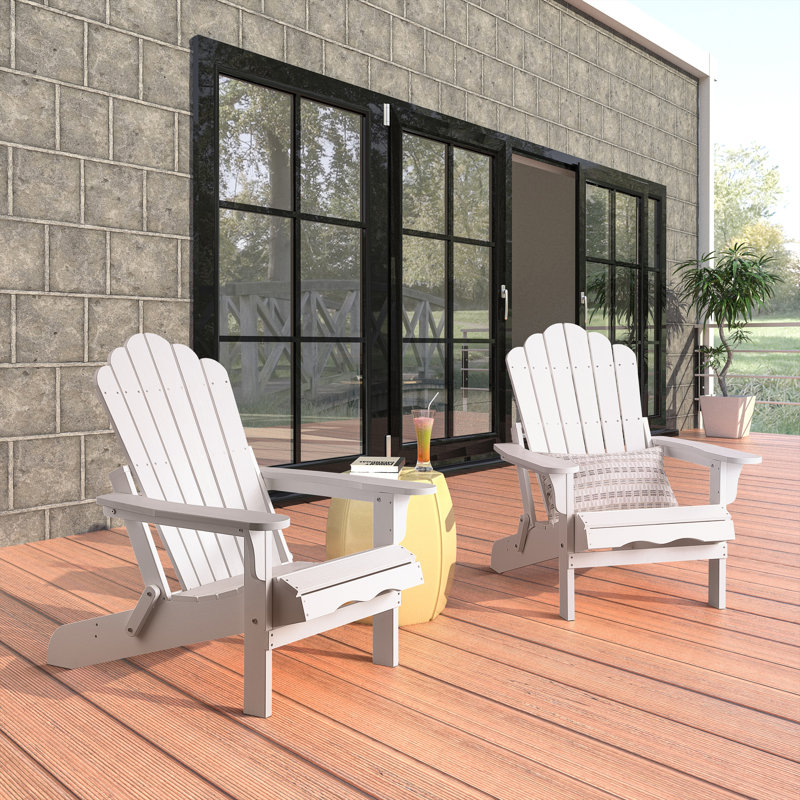 Henninger Foldable Outdoor Adirondack Set, White