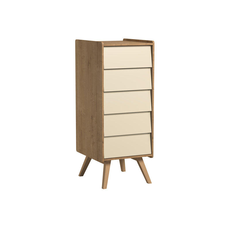 Antoine Kids 5 - Drawer Chest, Light Brown/Yellow