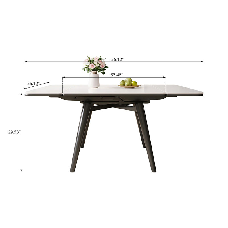 Table de salle à manger Sintered Stone, H 29,53 po x L 55,12 po x l 55,12 po