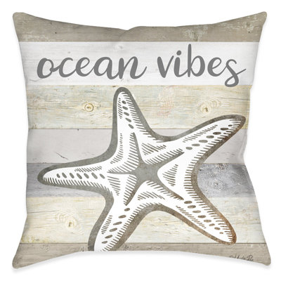 Ocean Vibes Natural Starfish Reversible Throw Pillow