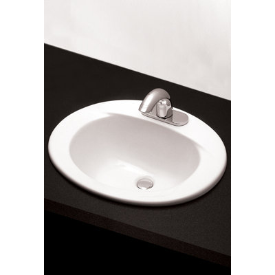 Commercial Vitreous China Oval Drop-In Bathroom Sink with Overflow
