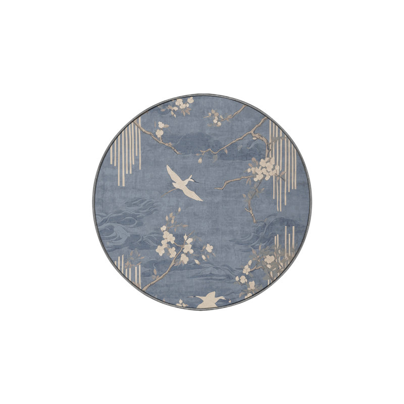 Machine Washable Gray Area Rug, Round 8'