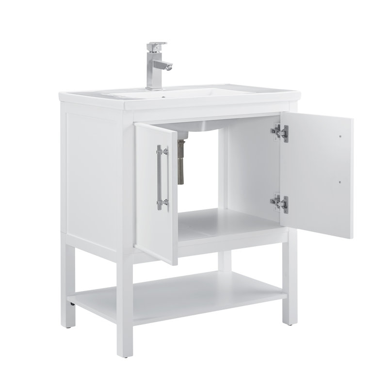 Ensemble de meuble-lavabo simple 30 po Jewell, Blanc / nickel brossé