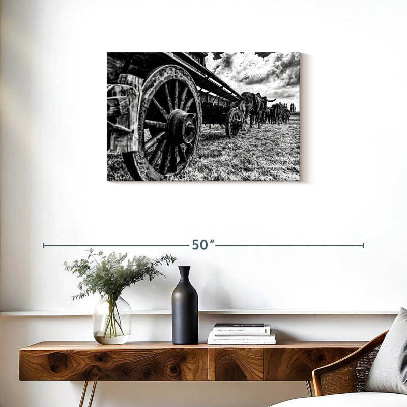 Mehar Bullocks Pulling A Wagon, 20" H x 30" W