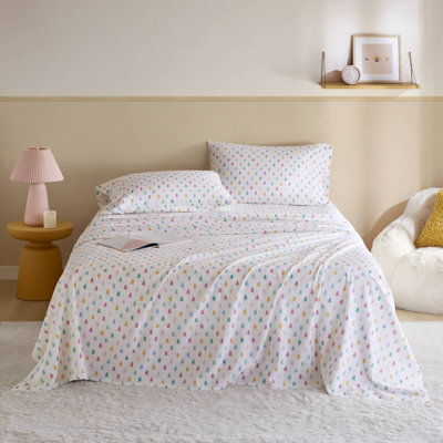 Cozy Soft Tree Block 100% Cotton Flannel Pigment Printed 3-Piece Twin XL Sheet Set