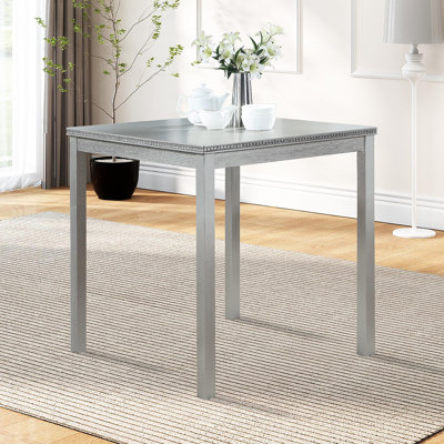Table de salle à manger en bois carrée, table de cuisine pour petit espace, table de comptoir pour 4 personnes, gris argenté
