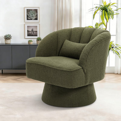 Fauteuil d'appoint moderne pivotant en tonneau, fauteuil rembourré à 360 ° avec dossier rayé et rembourrage moelleux
