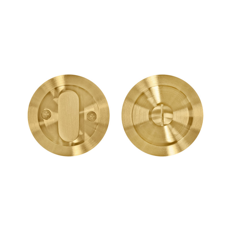 Pocket Door Hardware- Privacy with Finger Edge Pull, Satin Brass