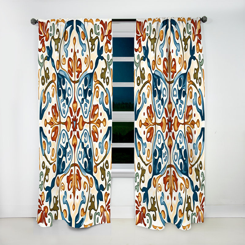 Rideaux en velours abstrait bleu méditerranéen III, L 52 po x L 84 po