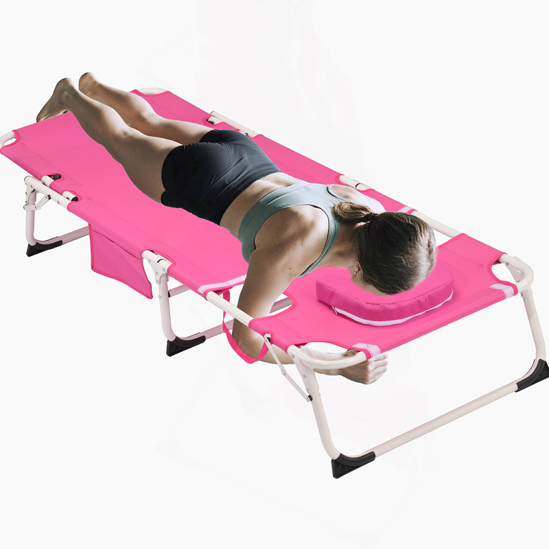 3-In-1 Heavy Duty Tanning Chair With Face Hole, Adjustable 5-Position Folding Chaise Lounge For Outdoor Sunbathing And Relaxation