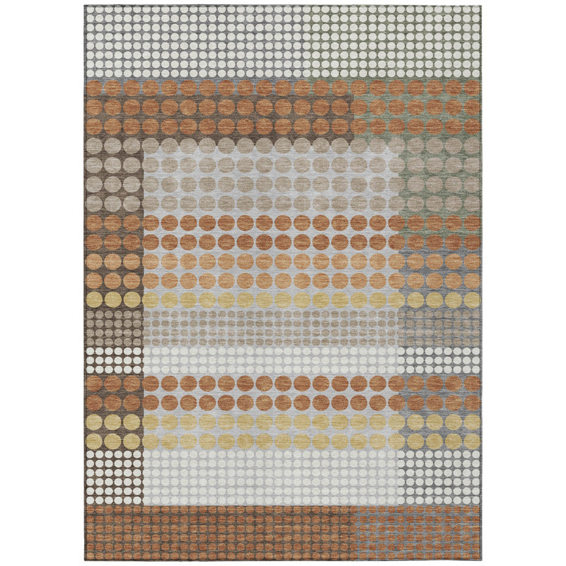 Machine Washable Indoor/Outdoor Chantille ACN2445 Geometric Rug, Paprika, 9' x 12'