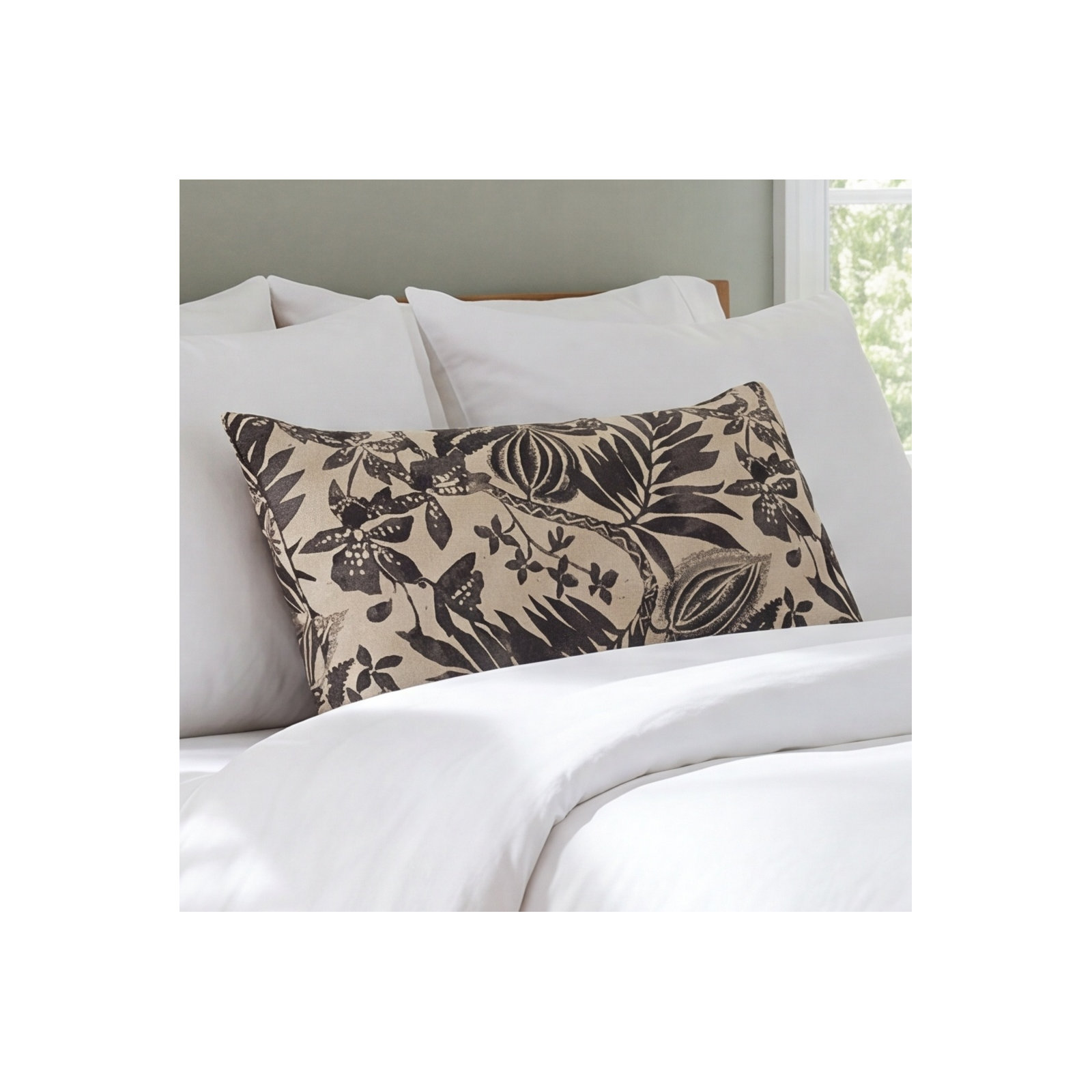 Antigua Linen Sham, King, Black/Ivory