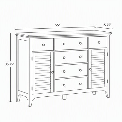 Spacious Sideboard with Drawers and Adjustable Shelves