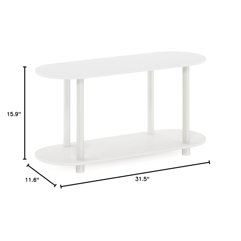 Table d'appoint ovale moderne à 2 niveaux, Blanc / vierge