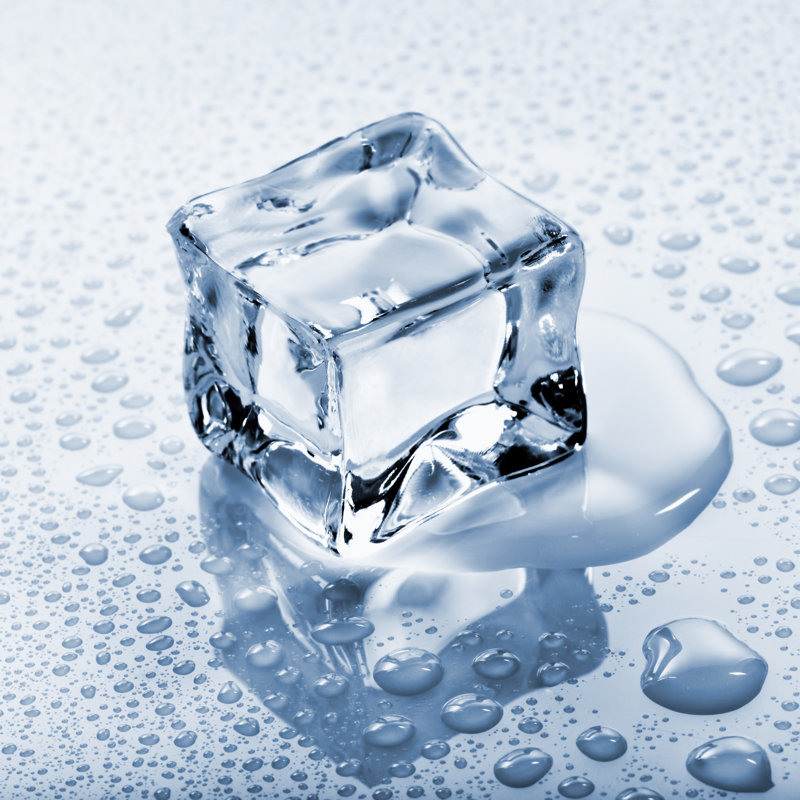 Ice Cube On Background With Water Droplets by Tomch - No Frame Print on Canvas, 76cm H x 76cm W
