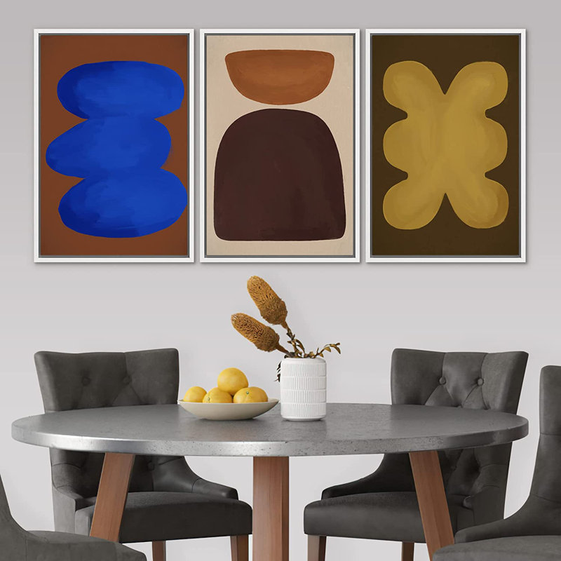 Ensemble de 3 reproductions de formes abstraites de formes abstraites de formes géométriques en forme de polyygone Mid-Century