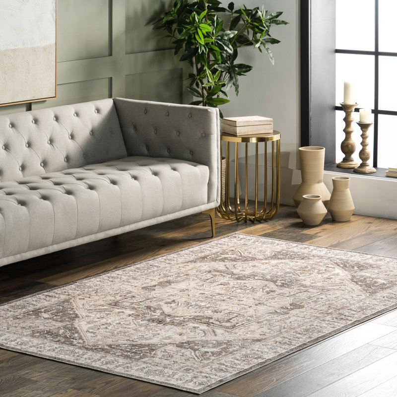 Brielle SpinClean Machine Washable Vintage Medallion Area Rug, Rectangle 4' x 6'
