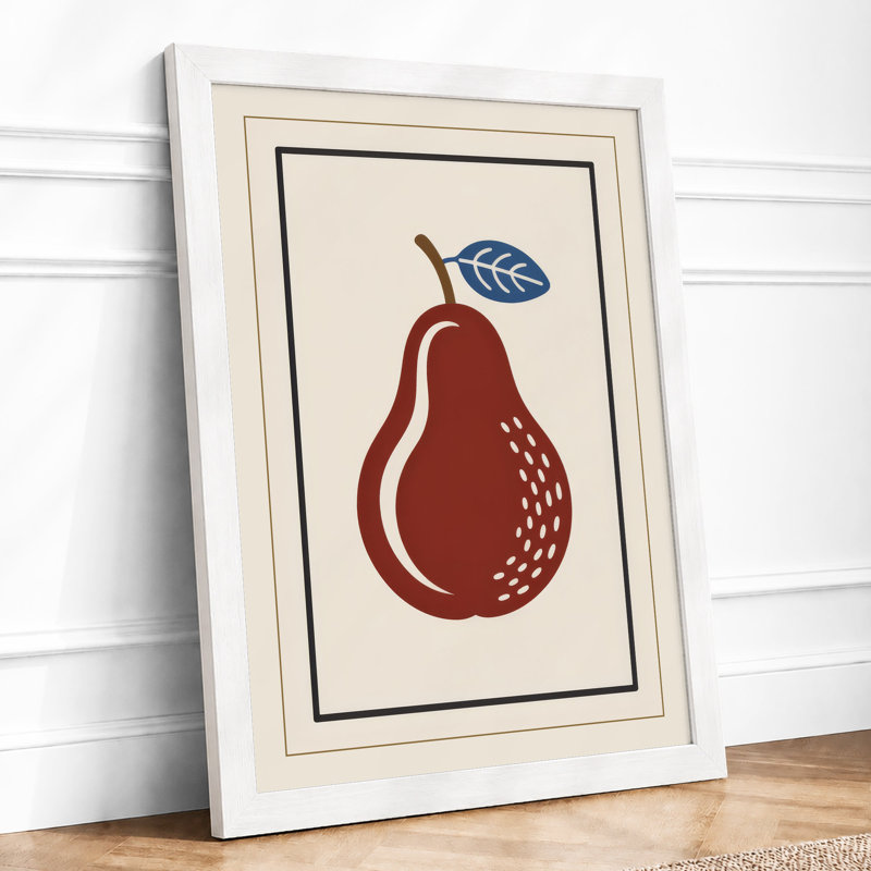 Burgundy Pear Study Mid-Century - Framed Print, A1 - 84.1 x 59.4 cm, White