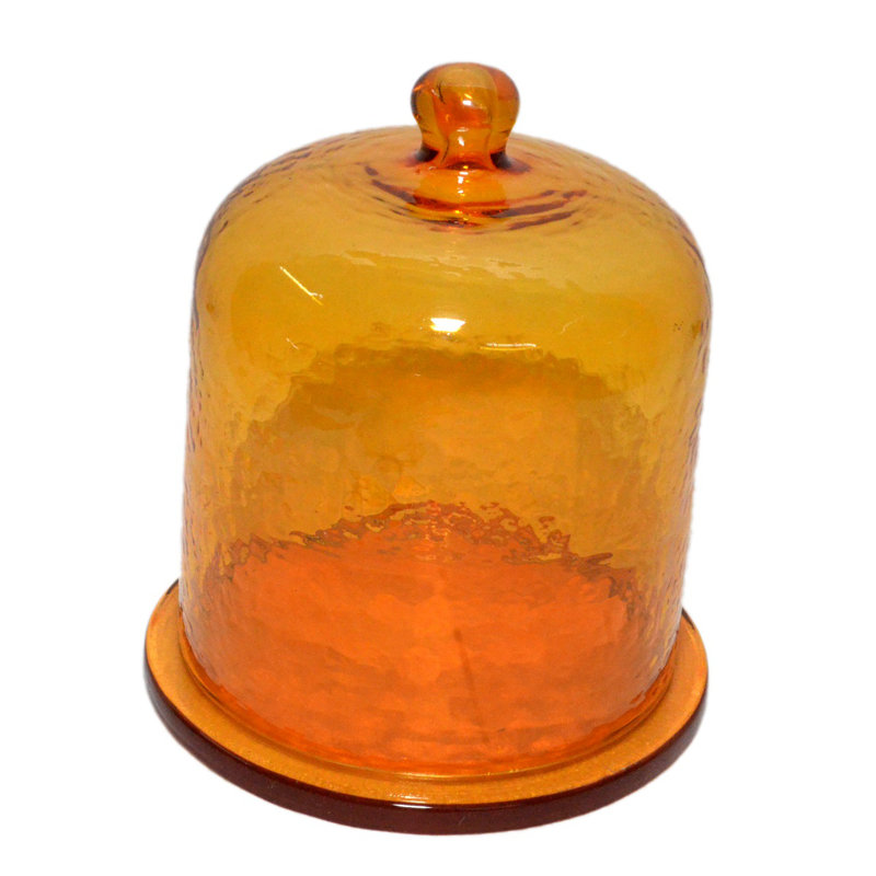 Dôme en verre recyclé avec plaque, Jaune, 6,75 po x 6 po x 6 po