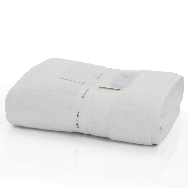 Lincove 100% Cotton Luxury Bath Towel  - Highly Absorbent & Eco-Friendly, White