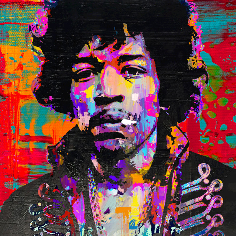 «Acid Hendrix» par Stephen Chambers, impression sur toile tendue, L 15 po x H 15 po