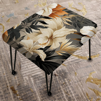 Neutral Mirage Tropical Pattern I - Tropical Rectangle Ottoman