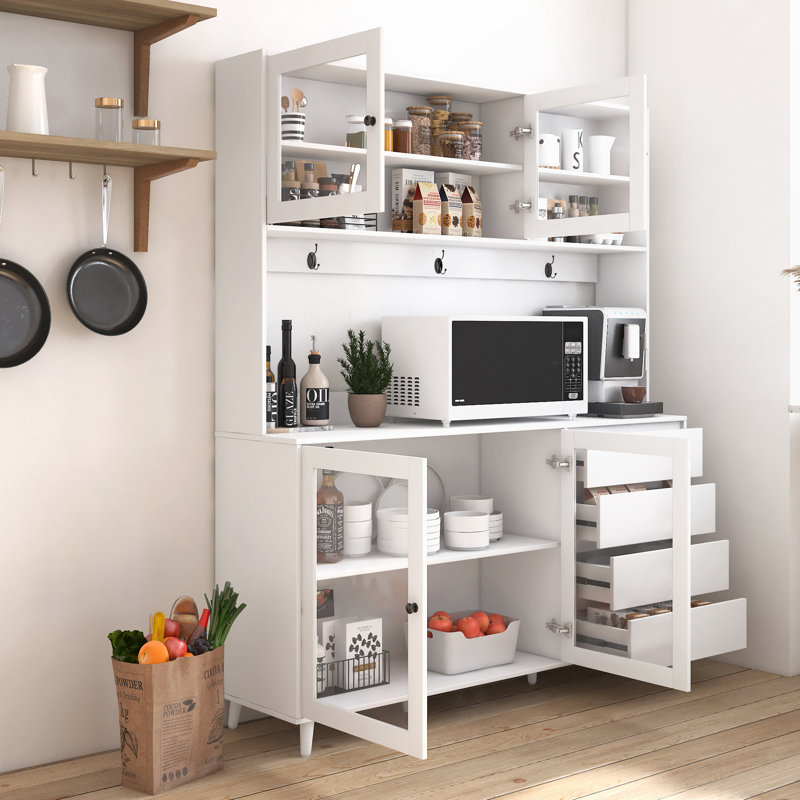 Grande huche de cuisine avec 4 portes, Blanc