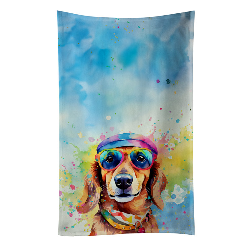 Dachshund Hippie Dawg Kitchen Towel