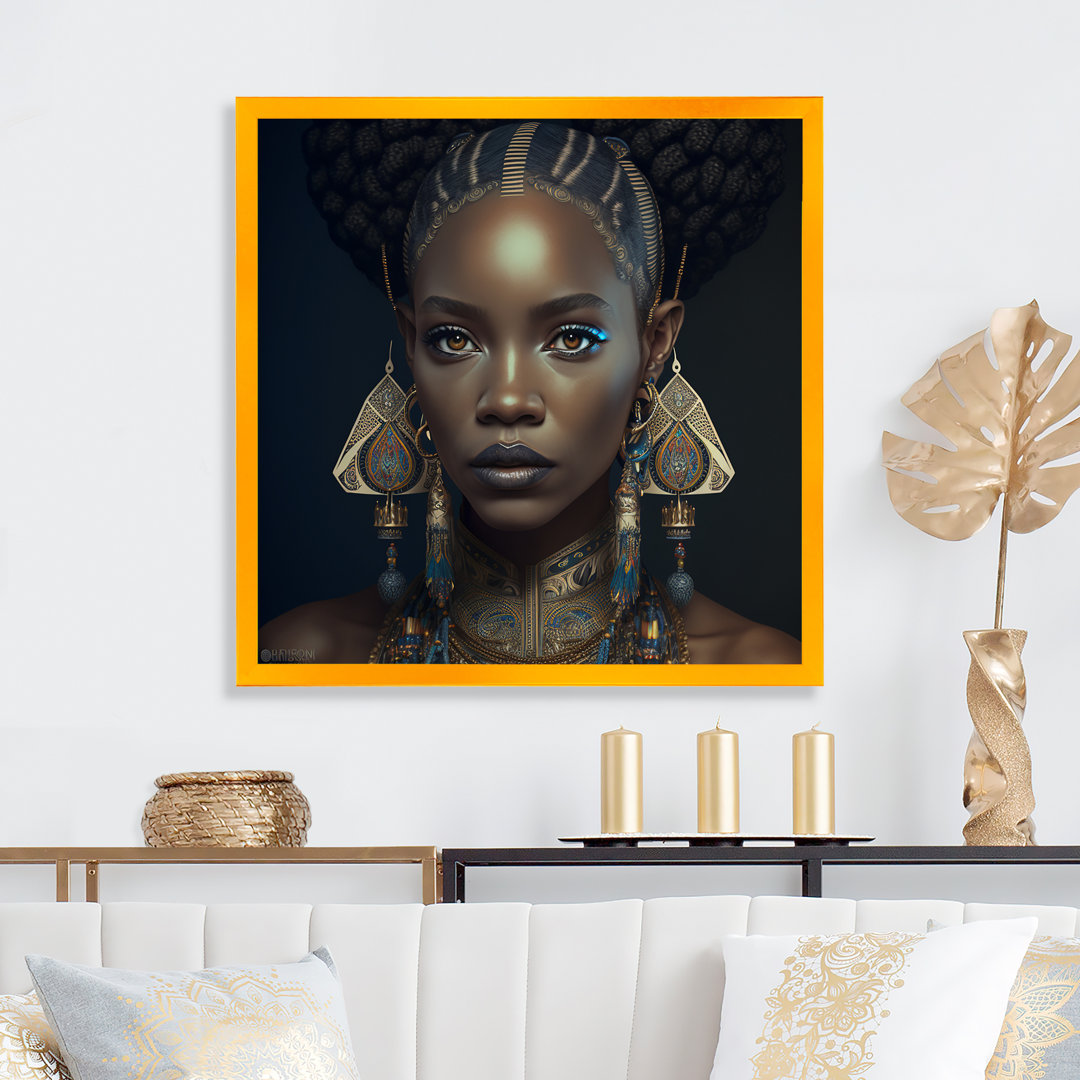 Clarisa Tribal African Woman IV - Woman African Large Wall Art Dakota Fields Frame 