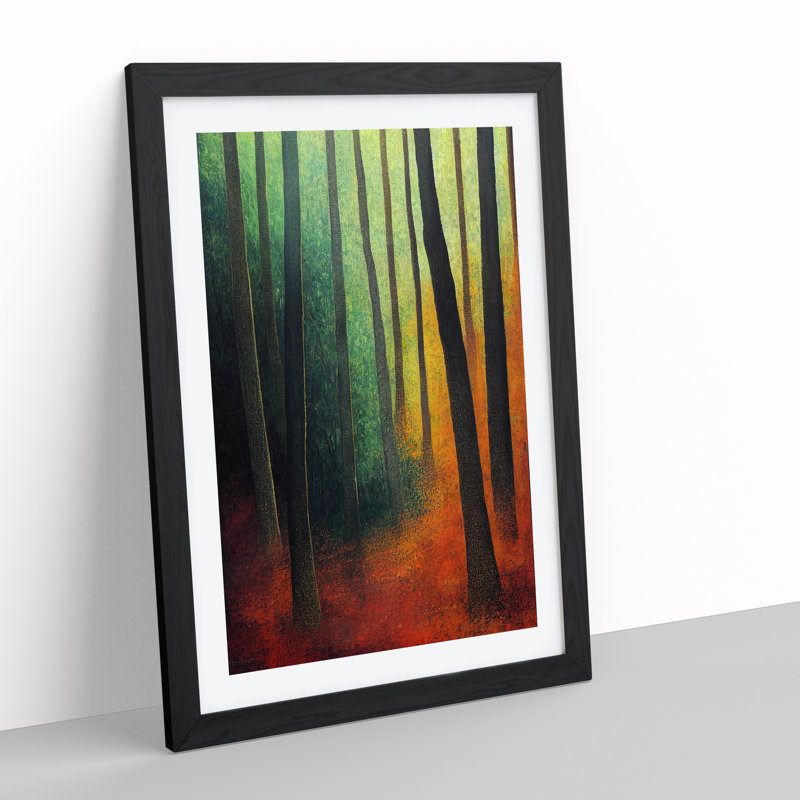 Colourful Forest No.1 - Single Picture Frame Painting, 64cm H x 46cm W x 2cm D, Black