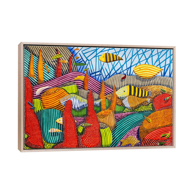 Coral Reef - Print, 45.72 cm H x 66.04 cm W x 4.445 cm D, Natural Wood