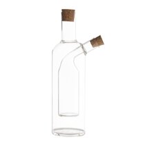 KitchenCraft World of Flavours 2-in-1 Round Olive Oil Dispenser and Vinegar  Bottle - Clear Glass, 8.5 x 12 x 10.5 cm
