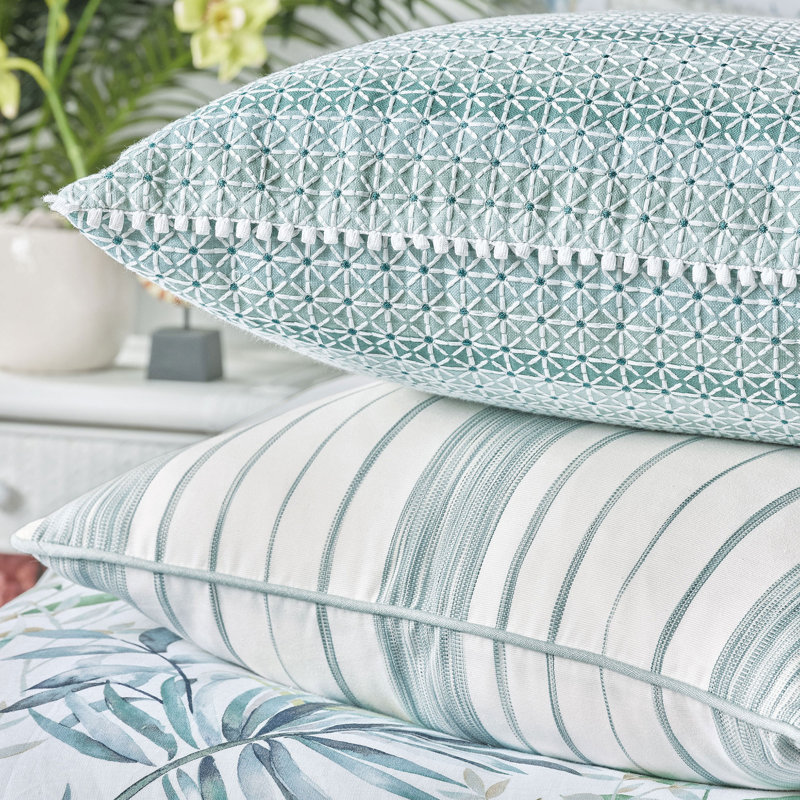 Laguna Spa Blue Embroidered Cotton Square Pillow