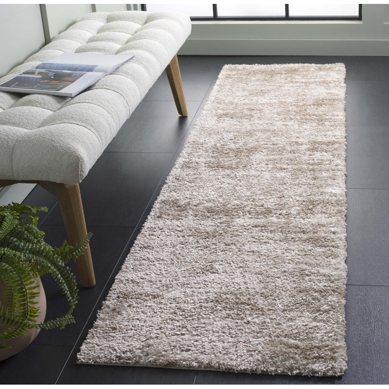 Tapis à poils longs Penelope 520 en taupe / ivoire, Tapis de couloir 2 pi x 8 pi