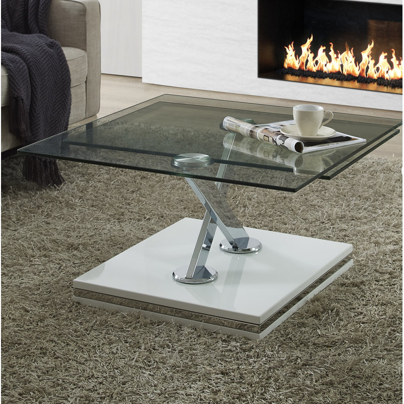 Parkhurst Glass Top Single Coffee Table, White
