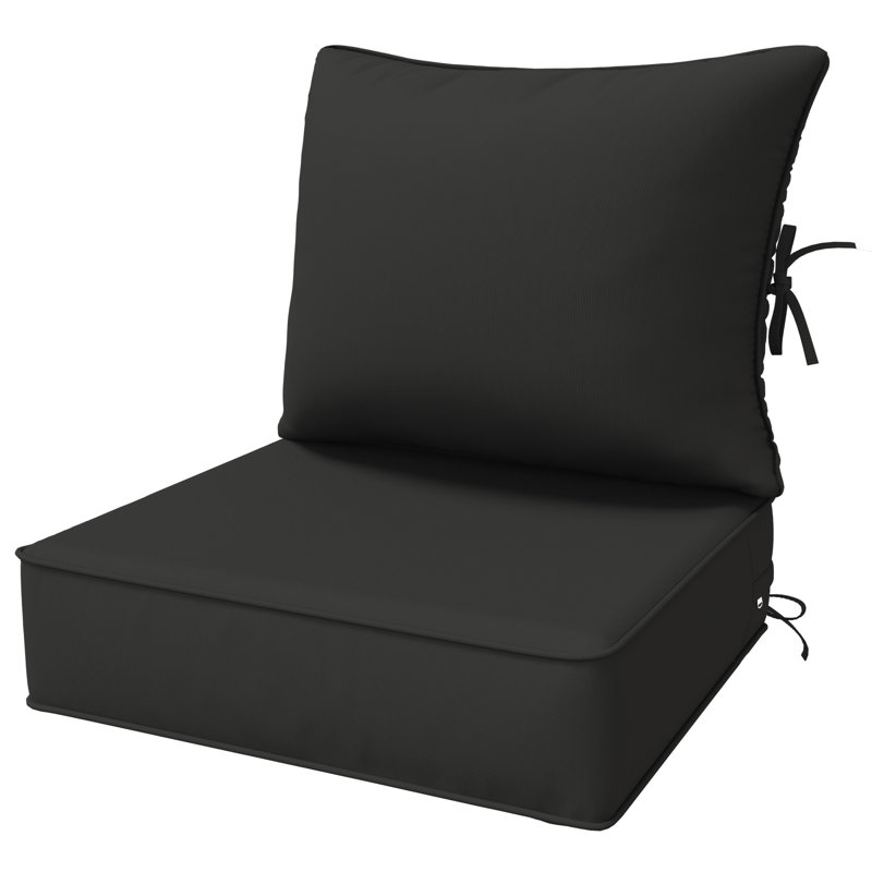 6.5″ Outdoor Replacement  Cushion Set, Deep Seating Seat / Back Cushion Set, Black