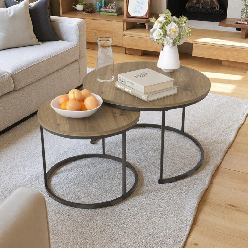 Table basse gigogne en bois 27,6 po, Wood, Brown
