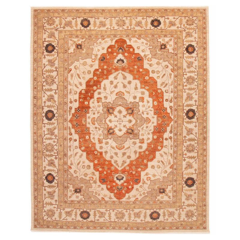 Tapis ivoire Chobi Finest 9 pi 9 po x 12 pi 6 po