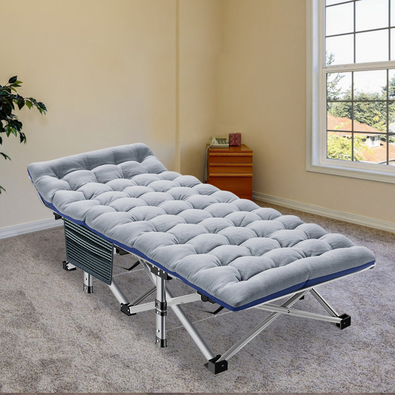Double Layer Stripes Folding Sleeping Bed With Pearl Cotton Pad Cot