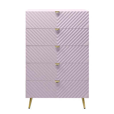 Commode haute brillance, commode rose