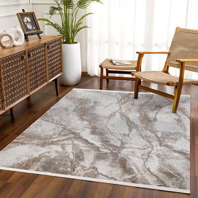 Tapis orange lavé à la machine à imprimé numérique abstrait antidérapant