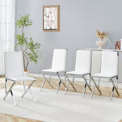 4-Pack Metal Framed PU Dining Chairs - Ergonomic, Sleek Luxe Design