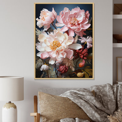 Art pivoines roses sur fond de fleurs sur toile