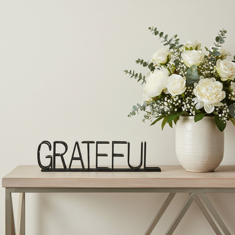 Colma Black Metal "Grateful" Table Sign